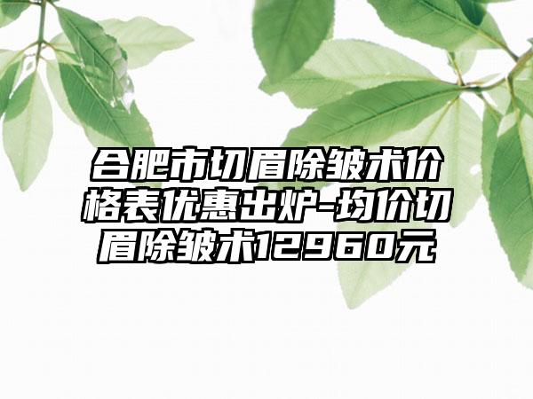 合肥市切眉除皱术价格表优惠出炉-均价切眉除皱术12960元