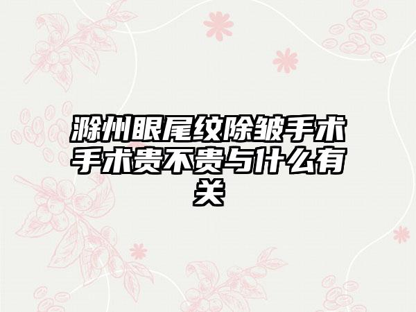 滁州眼尾纹除皱手术手术贵不贵与什么有关