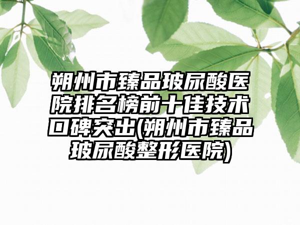 朔州市臻品玻尿酸医院排名榜前十佳技术口碑突出(朔州市臻品玻尿酸整形医院)