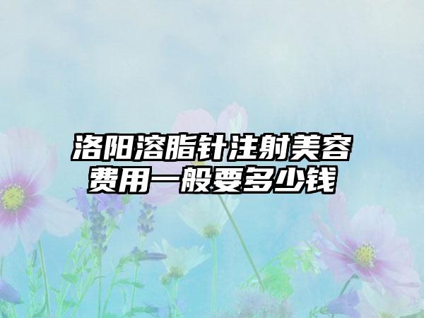 洛阳溶脂针注射美容费用一般要多少钱