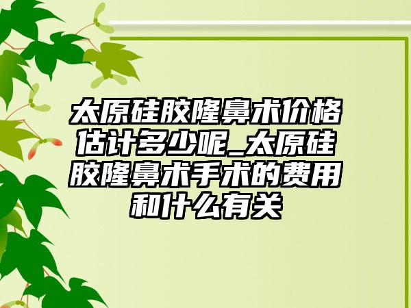 太原硅胶隆鼻术价格估计多少呢_太原硅胶隆鼻术手术的费用和什么有关