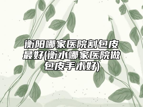 衡阳哪家医院割包皮最好(衡水哪家医院做包皮手术好)