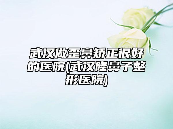 武汉做歪鼻矫正很好的医院(武汉隆鼻子整形医院)