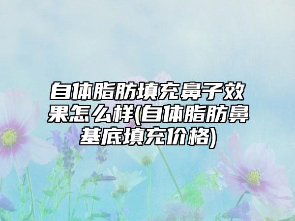 自体脂肪填充鼻子效果怎么样(自体脂肪鼻基底填充价格)