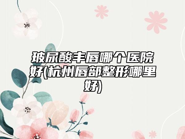 玻尿酸丰唇哪个医院好(杭州唇部整形哪里好)