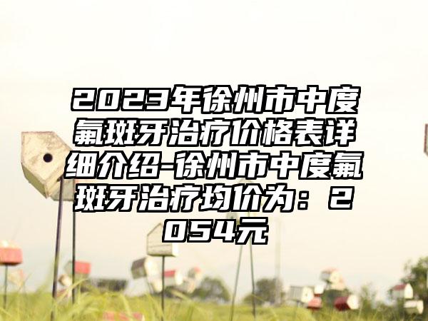 2023年徐州市中度氟斑牙治疗价格表详细介绍-徐州市中度氟斑牙治疗均价为：2054元