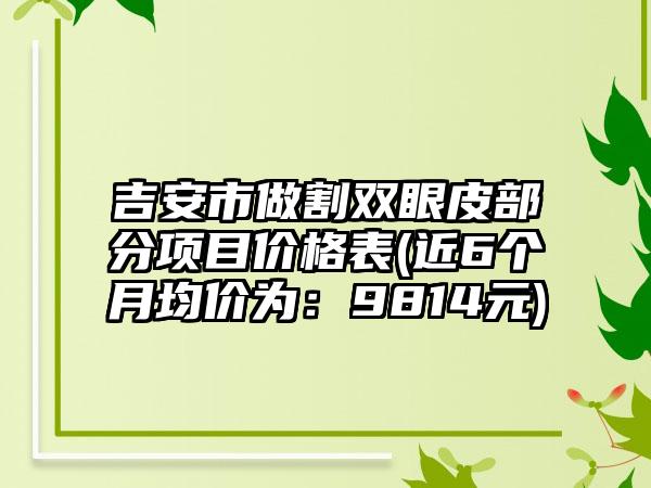 吉安市做割双眼皮部分项目价格表(近6个月均价为：9814元)